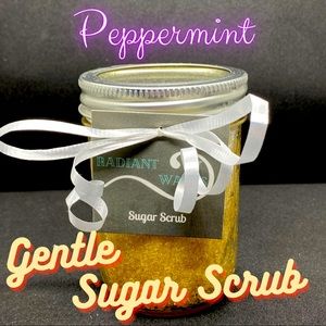 8oz handcrafted Peppermint scented gentle sugar scrub by Radiant Waves